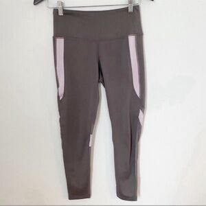 Z by Zella Mesh Calf 7/8 Leggings Athletic Yoga Workout Size Small Gray/ pink